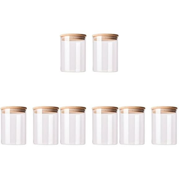 ETEREAUTY Glass Storage Jars Assorted Color Wooden Lids for Food Preservation 8Pcs