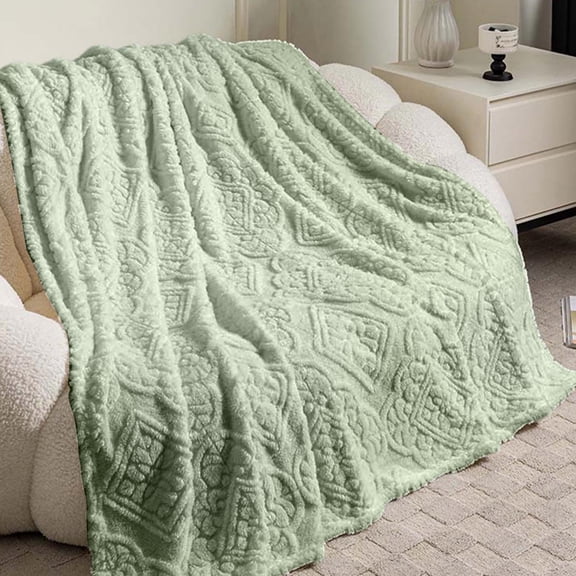 All-Season Flannel Sofa Throw - Thick Warm Cozy Blanket for Office Naps, Soft Bed Blanket Ideal for Indoor Outdoor Year-Round Use, Green, 27.56"x39.37"