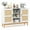 White, variant on Costway 48" Sideboard Buffet Cabinet with 2 Bamboo Woven Doors 3 Open Shelves for Kitchen White