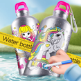 thumbnail image 6 of Best Gift Unicorn Aluminum Water Bottle DIY Art and Craft Kits Decorate and Color Your Own Water Bottles for Girls, 6 of 7
