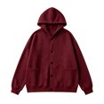 thumbnail image 4 of Button up Hoodie for Women, Soft Fleece Hooded Sweatshirt Jackets, Casual Solid Color Long Sleeve Hoodies with Pockets, Xxl, 4 of 5
