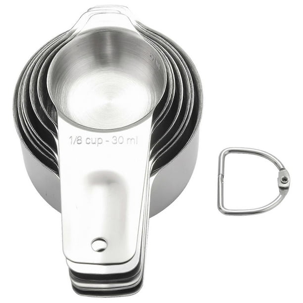 Measuring Cups Set of 7 with 1/8 Cup Coffee Scoop,Stainless Steel Metal Measuring Cup, 7 Piece Stac