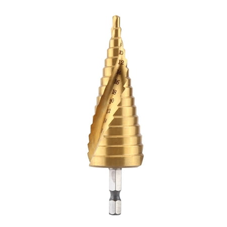 

1pc High Speed Steel Titanium Coated Step Drill Bit Spiral Flute Hex Shank Power Tools 4-32mm