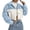 Blue, variant on Cropped Jacket Women Long Sleeve Button Down Collared Color Block Casual Fuzzy Jackets Winter Coats Cardigan Outerwear