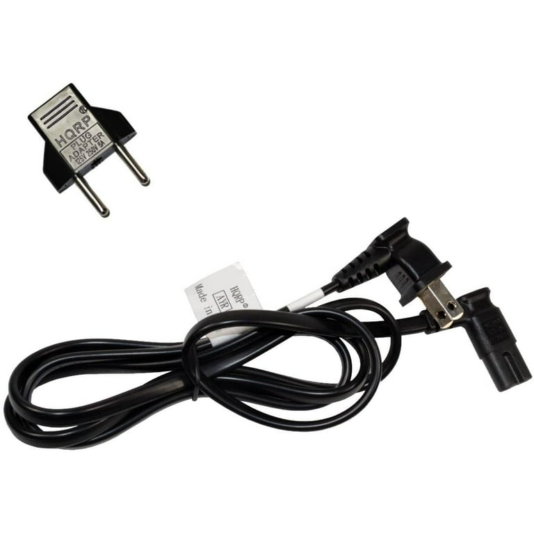 C7 appliance cord - Angled C7 plug - Angled Euro plug - Black