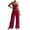 Wine, variant on Travel Sets for Women 2 Piece Spaghetti Strap Crop Tank Tops and Wide Leg Pants Going Out Matching Outfit Comfy Lounge Sets