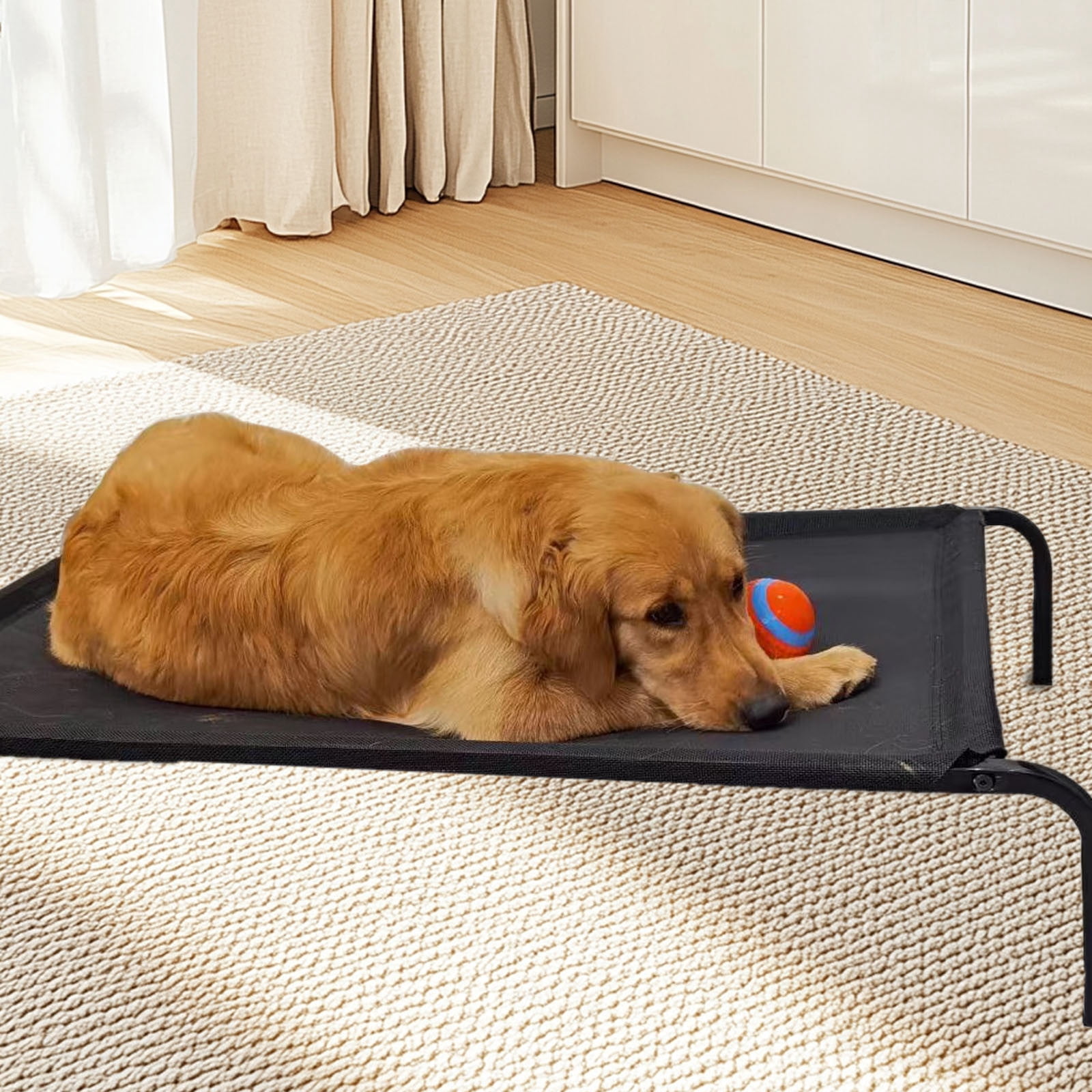 Oricka Elevated Dog Bed Raised Outdoor Dog Cot For Large Dogs Installation Requires No Tools Frame With Washable Breathable Mesh Feet Indoor Pet Bedï¼ Summer Ice Mat,122X70X20cm