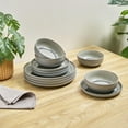 thumbnail image 3 of Sango Asher 12-Piece Gray Stoneware Dinnerware Set with Reactive Glaze, 3 of 10