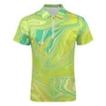 thumbnail image 4 of Lime Green Swirls Men Zipper T-shirt Summer Casual Short Sleeve T-shirt Top, 4 of 7