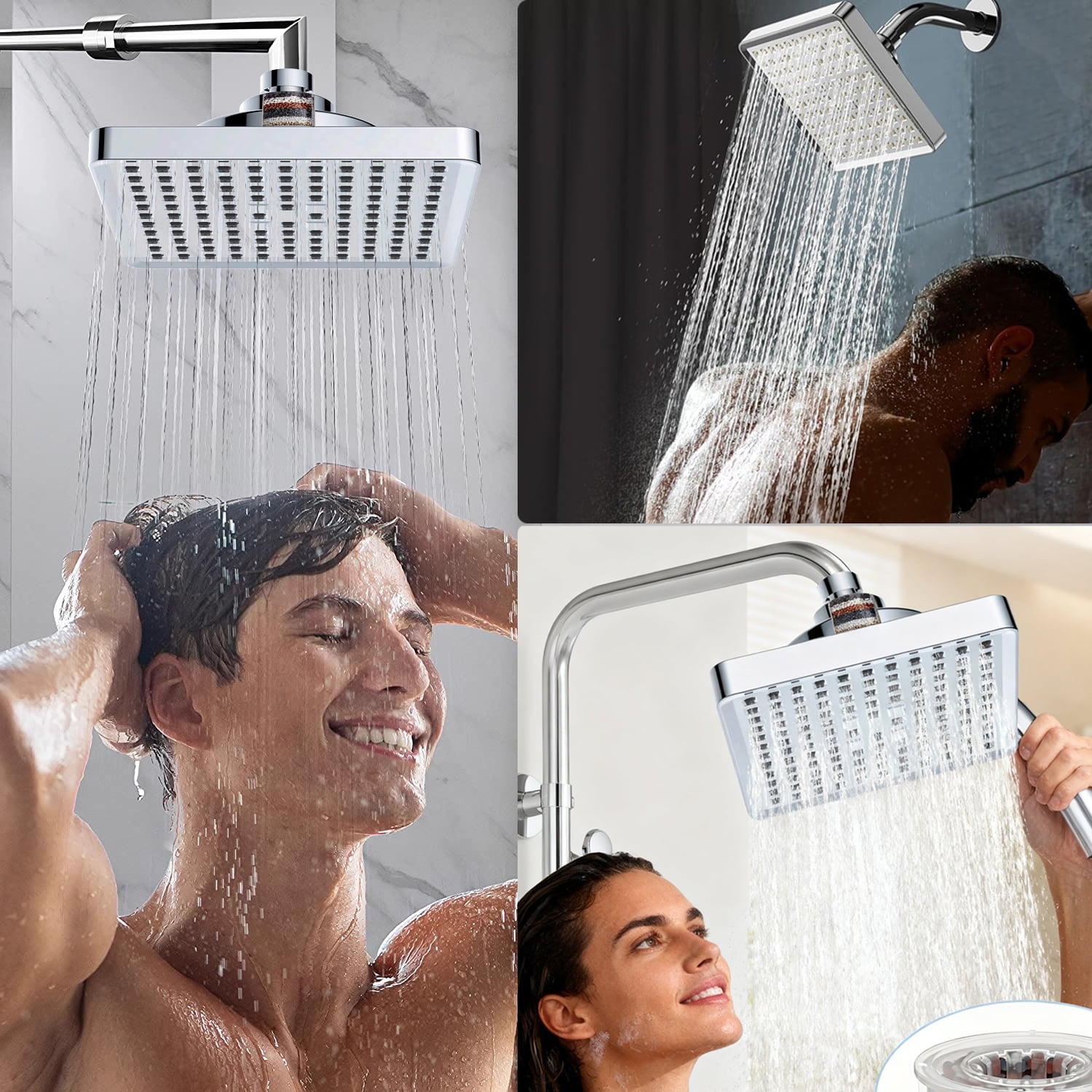 BTideas High Pressure Filtered Shower Head,6'' 360° Rotatable Rain Shower Head with 20 Stage Filters