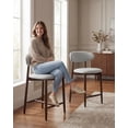 thumbnail image 2 of EOP Barstools Set of 2, Mid Century Counter Height Barstools with Curved Back, Upholstered Kitchen Bar Chairs with Wood Legs for Kitchen Island Dining Room, Light Grey, 2 of 9