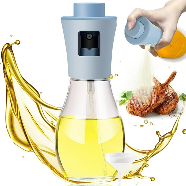 Pulverizador de aceite de oliva de vidrio de 200 ml, pulverizador de aceite de cocina, botella pulverizadora de aceite, pulverizador de aceite de canola, para hacer ensaladas, hornear, freír, barbacoa