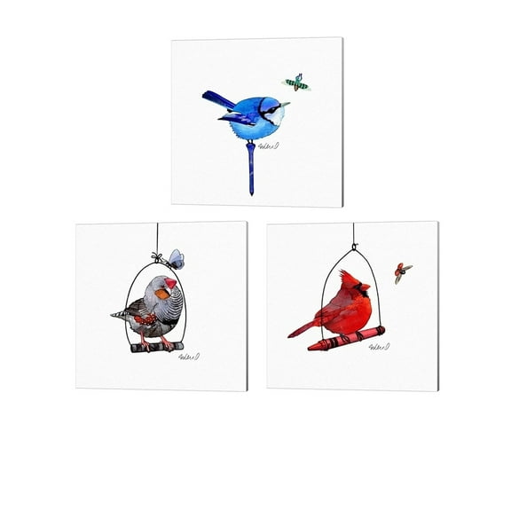 Metaverse Steve Klinkel 'Bird' Canvas Art (Set of 3)