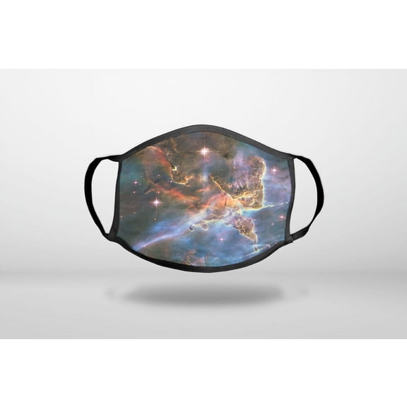 Blue Pink Orange Carina Nebula - 3-Ply Reusable Soft Cloth Face Covering, Unisex, Cotton Inner Layer