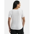 thumbnail image 3 of Time and Tru Women's Cotton Mixed Fabric V Neck Tee, Sizes XS-XXXL, 3 of 5
