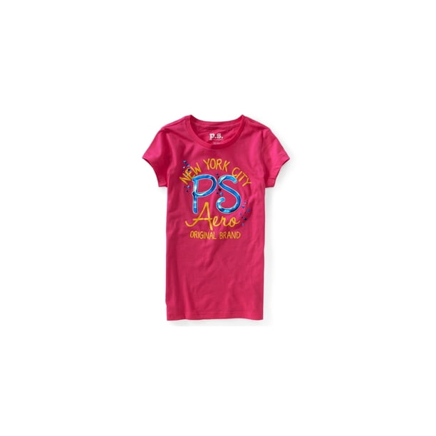Aeropostale Girls Foil Hearts Camiseta Gráfica, Rosa, 5