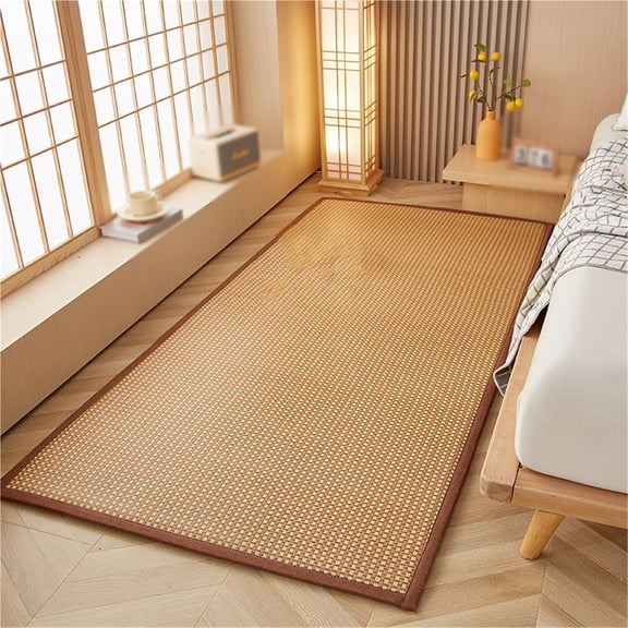 Japanese Traditional Futon Mattress, 2cm Thick Woven Rattan Tatami Mat, Foldable Floor Sleeping Pad, for Meditation Yoga Spiritual Retreat Relaxation