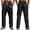 Black, variant on Mens Straight Leg Cargo Pants Loose Fit Breathable Drawstring Pants with Multi Pockets Summer Casual Pants for Evening Out