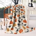 thumbnail image 2 of Halloween Pumpkins Bats and Spiders Blanket,Comfortable Soft Lamb Wool Throw Blanket,All Season,Warm Lightweight Blankets for Sofa Bed Couch Living Room Chair,60"x80", 2 of 4