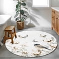 thumbnail image 4 of Butterfly Flower Large Area Rugs for Bedroom Living Room, Soft Non Slip Carpet Bedside Rug, Cotton Rustic Watercolor Leaf Floral Round Floor Cover Kitchen Accent Rug 4' for Dining Room/Office, 4 of 9