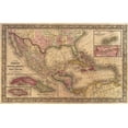 thumbnail image 2 of Mitchell 14x10 Black Ornate Wood Framed with Double Matting Museum Art Print Titled - 1866 Mitchell Map of Mexico and the West Indies Antiqued, 2 of 4