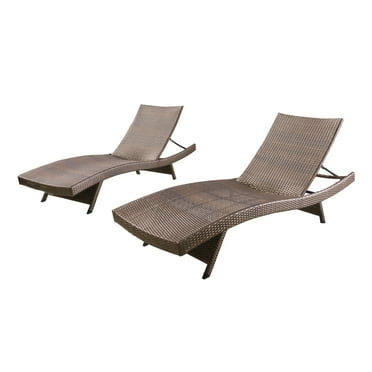 Lakeport Outdoor Wicker Armless Chaise Lounge, Set of 2, Mixed Mocha