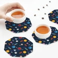 thumbnail image 7 of Pofeuu Space Cartoon Print Leather Coasters Set of 6, Round Cups Mugs Mat Pad for Home Kitchen Heat Resistant Drink Coasters,Octagon, 7 of 7