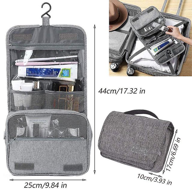 Bolsa de aseo de viaje colgante, bolsas de aseo de viaje portátiles con gancho, bolsa de lavado de viaje plegable impermeable, para viajes de negocios, gimnasio, vacaciones