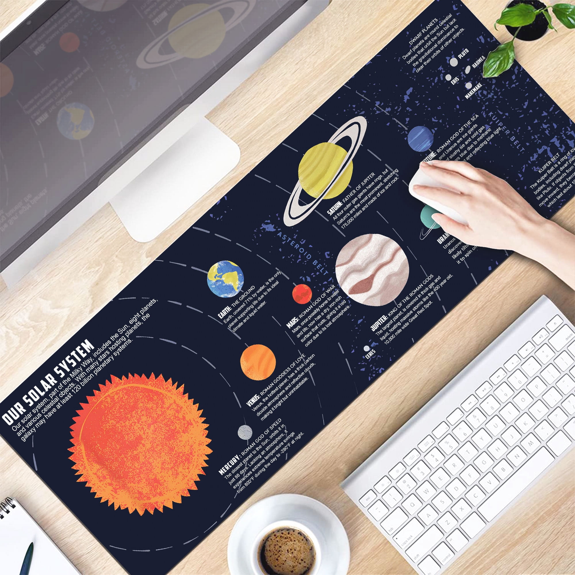 Solar System Mouse Pad – Large Gaming Desk Mat, Space Lover Gift, Astronomical Cheat Sheet, and Cosmic Desk Accessory for Science Enthusiasts