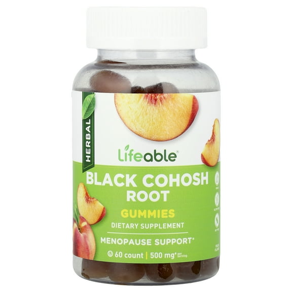 Lifeable Black Cohosh Root Gummies, Peach, 60 Gummies (25 mg per Gummy)