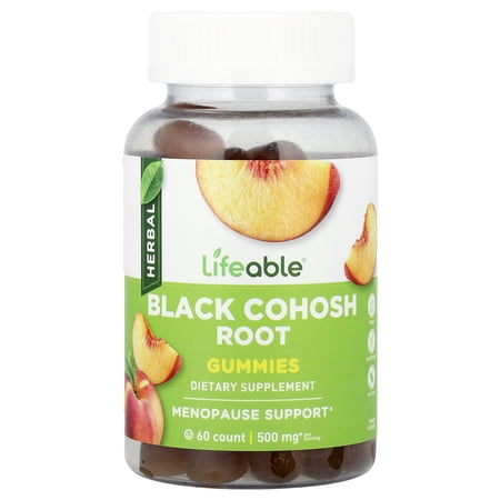 Lifeable Black Cohosh Root Gummies, Peach, 60 Gummies (25 mg per Gummy)