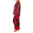 thumbnail image 3 of Tnhcen Women's Flannel Plaid Sleepwear Set - Button Front Open Shirt with Plush Cuffs Elastic Waist Pants Plus Size S-2XL Pajamas Set Loungewear, 3 of 4