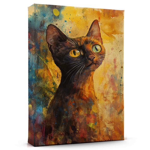 Havana Brown Cat Young Canvas Wall Art Animal Decor, Havana Brown Cat Young Canvas Prints Wild Animal Artwork for Living Room Bedroom Office 190HD506
