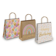 Pro Supply Global Medium Sized Gift Bags - Goody Bags for Kids Birthday - Balloon Gift Bags - Rainbow Gift Bags - Goody Bags for Girls Party (9 Count, Birthday)
