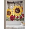 thumbnail image 3 of Sheer Curtains 63 Inch Length 2 Panels Set for Bedroom, Sunflowers Semi Sheer Curtains for Windows, Retro Flower Barn Doors Butterfly Farmhouse Brown Voile Window Treatments Rod Pocket Curtain, 3 of 7