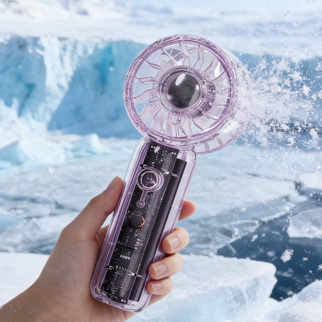 Mini Transparent Handheld Fan, USB Rechargeable, High Wind Portable Pocket Fan with Adjustable Outdoor Lanyard, Compact 13.5 cm Size, Lightweight for Travel and Everyday Use