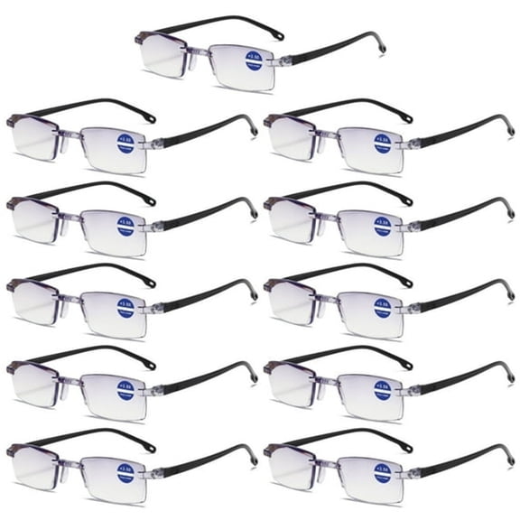 HBMYN 11 Pairs Rimless Blue Light Blocking Reading Glasses Diamond Cut Edge Readers for Men 2.50 for Computer Gaming Eye Strain Relief Fashion Eyewear Accessory