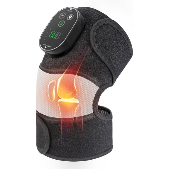 Cordless Heated Knee Massager, 3-in-1 Electric Massager with Heating Pad for Elbow Shoulder Pain Relief Wrap with 3 Vibration & 6 Heating Modes