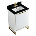 thumbnail image 3 of Fine Fixtures Opulence Collection 24 in. W x 18 in. D x 33 in. H Bathroom Vanity in White Matte with Black Marble Sintered Stone Sink - Satin Brass hardware, 3 of 8