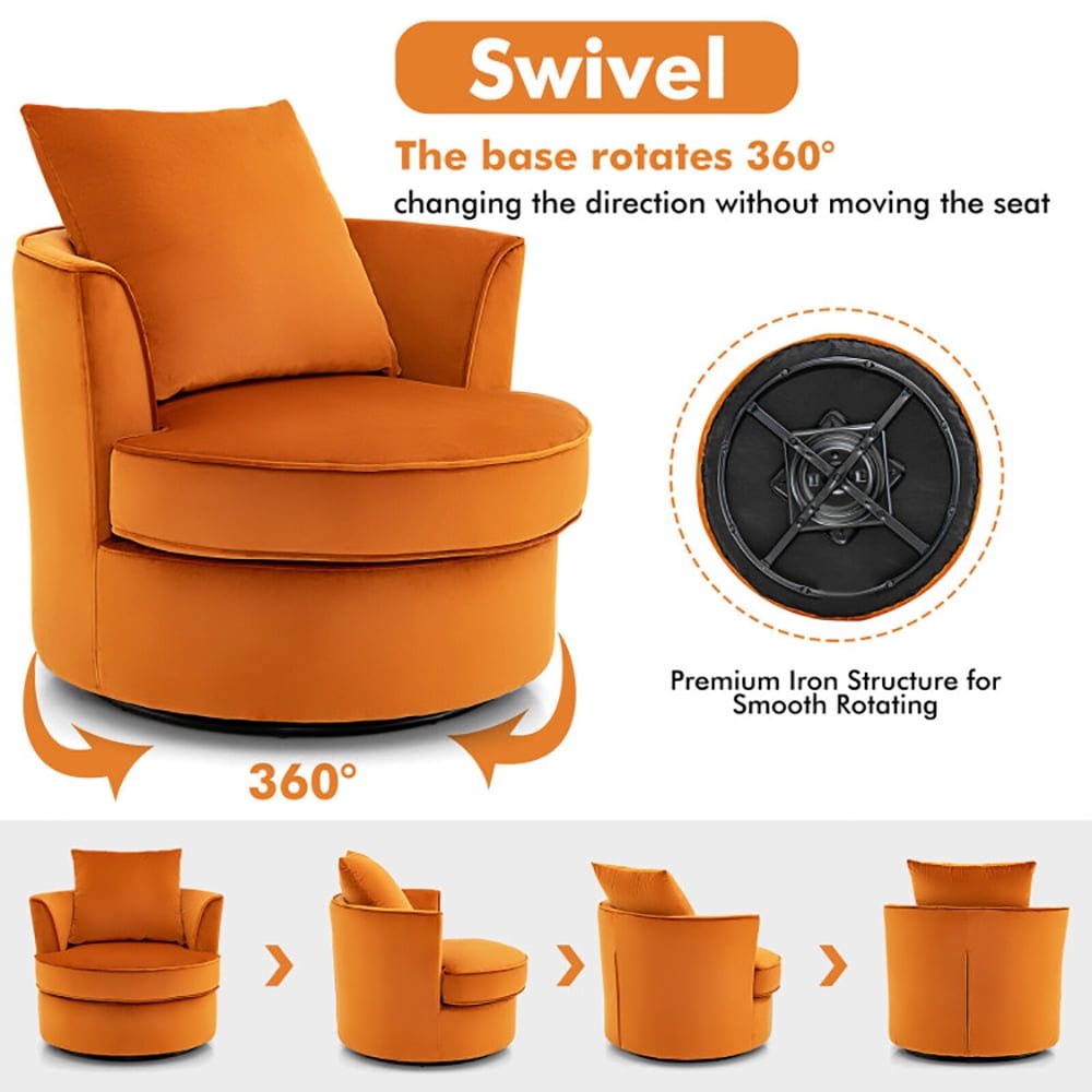 Finihen 360 Degree Swivel Chair, Modern 360° Swivel Barrel Chair with No Assembly Needed, for Relaxing Reading Gaming TV Watching, Orange Finihen 360 Degree Swivel Chair, Modern 360° Swivel Barrel Chair with No Assembly Needed, for Relaxing Reading Gaming TV Watching, Orange