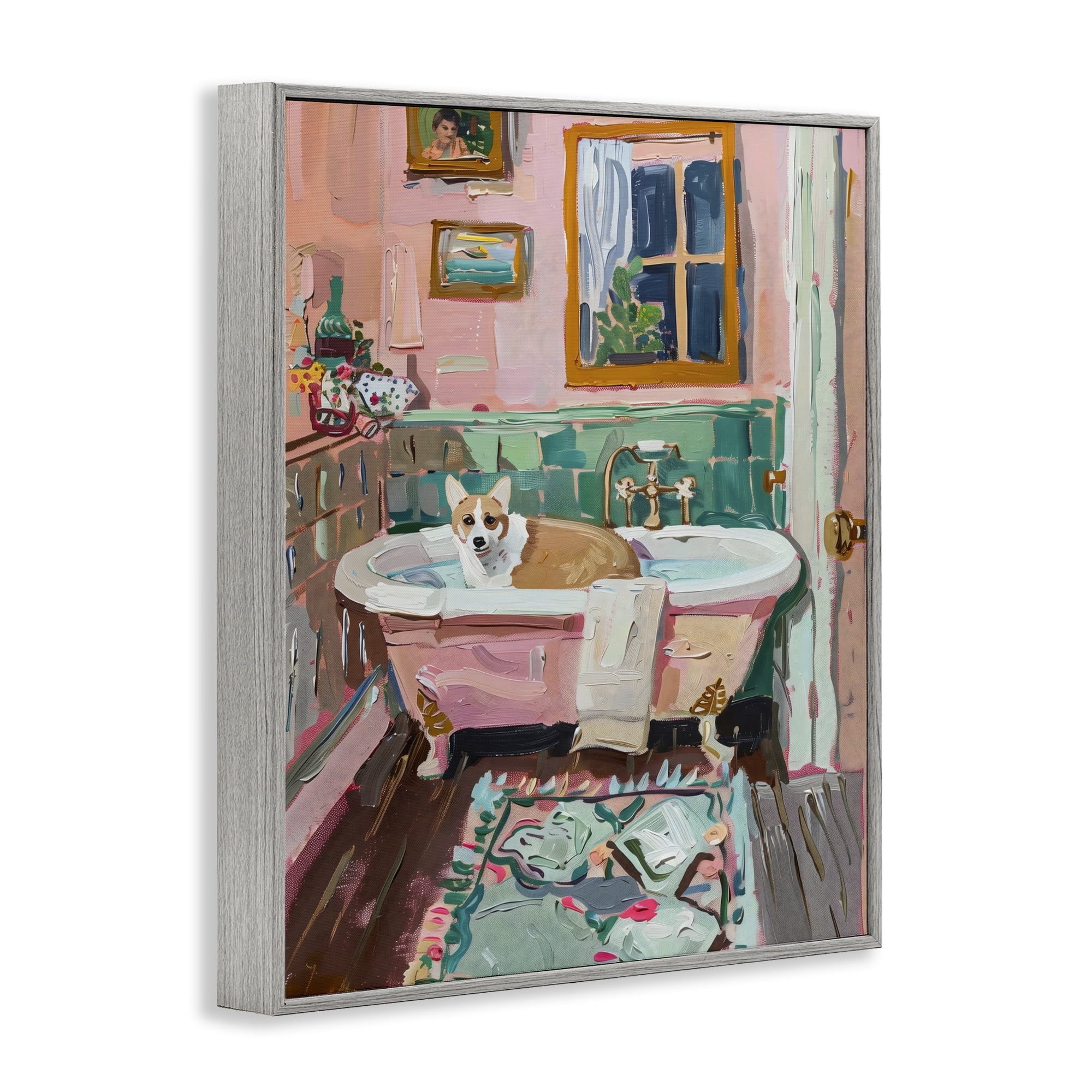Stupell Industries Corgi in Pastel Tub Gray Framed Giclee Art, design by The Prints Vibe