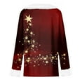thumbnail image 4 of Women's Christmas V-Neck Sweater with Snowflake Print and Faux Fur Trim, Long Sleeve Festive Pullover, 4 of 4