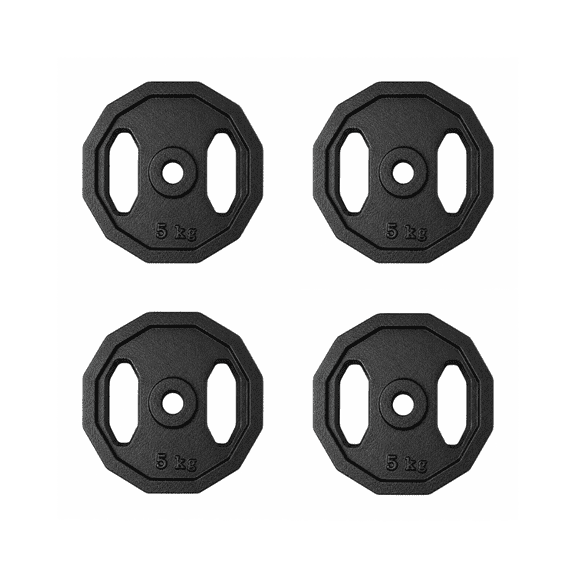 Set de 4 Discos de Pesas 5 kg c/u 1 pulgada Acero para Barra Estándar