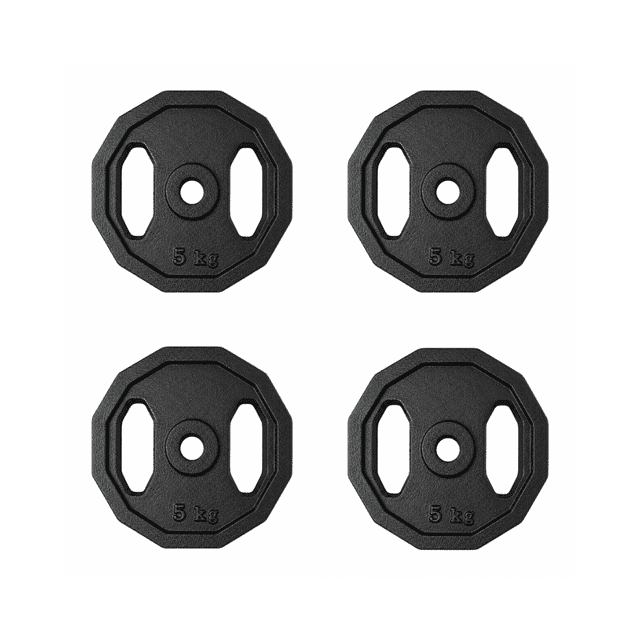 Set de 4 Discos de Pesas 5 kg c/u 1 pulgada Acero para Barra Estándar