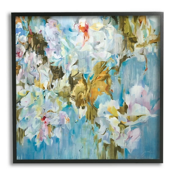 Stupell Industries Abstract Flower Blossoms Branches Nature White Petals Painting Black Framed Art Print Wall Art, Design by Liz Jardine
