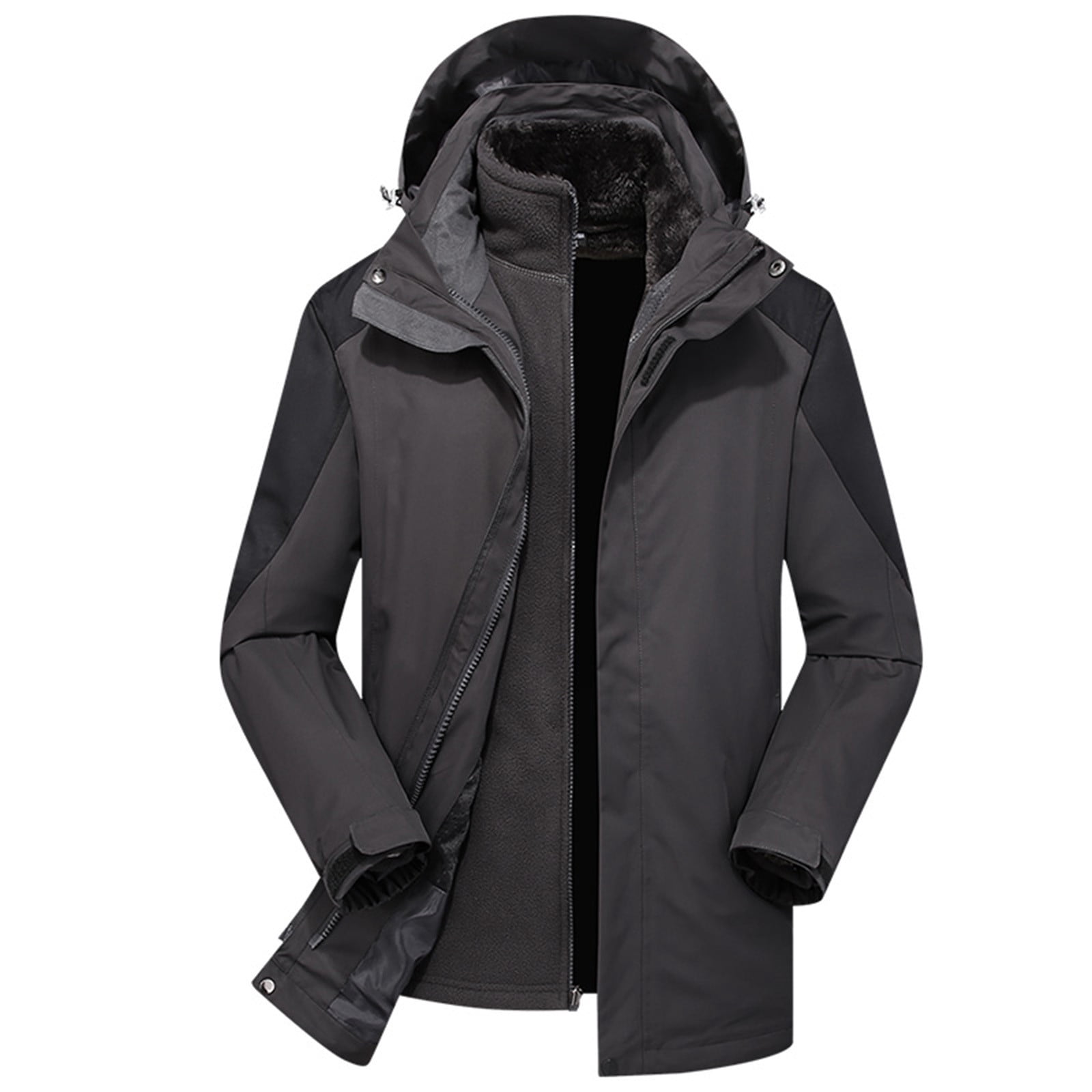 Tuscom Winter Warm Snow Coat for Men and Women, Detachable Cap Waterproof and Windproof Thick Three-in-one Jacket Outdoor Sports Hooded Raincoat