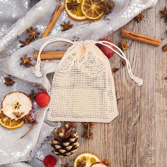 PTOOTP 6-Pack Reusable Cotton Mesh Produce Bags with Drawstring for Fruits and Vegetables Storage, and Easy to Use