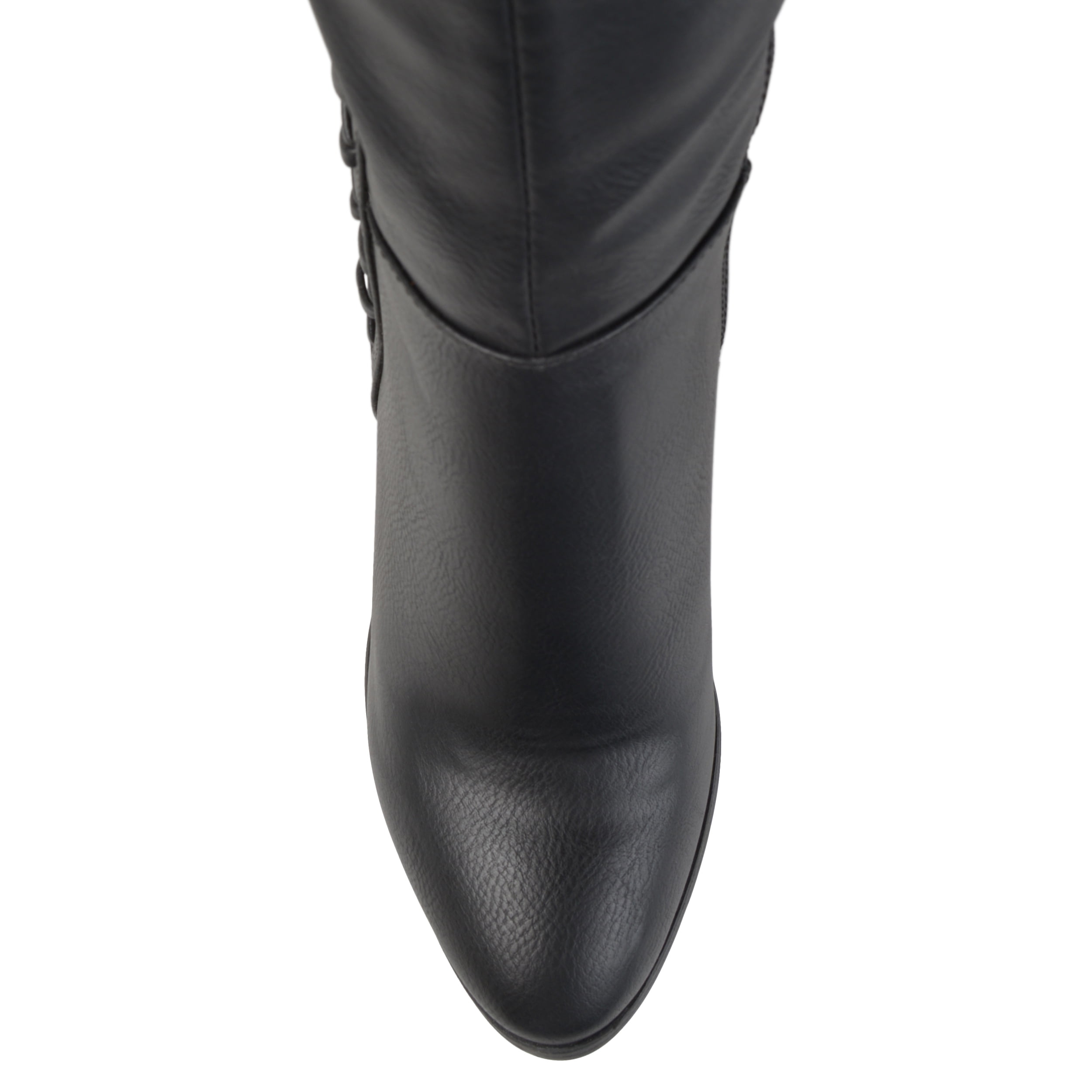 Brinley Co. Wide Calf Distressed Faux Leather Faux Lace-up Over-the-knee Boots (Women's)