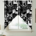 thumbnail image 2 of Eiffel Tower Swag Curtains for Kitchen/Bedroom/Living Room, Vintage France Romantic European Paris City Art Scalloped Curtains 63 Inch Long, Window Swag Topper Curtains Valances 2 Panels Set 36"x63", 2 of 8