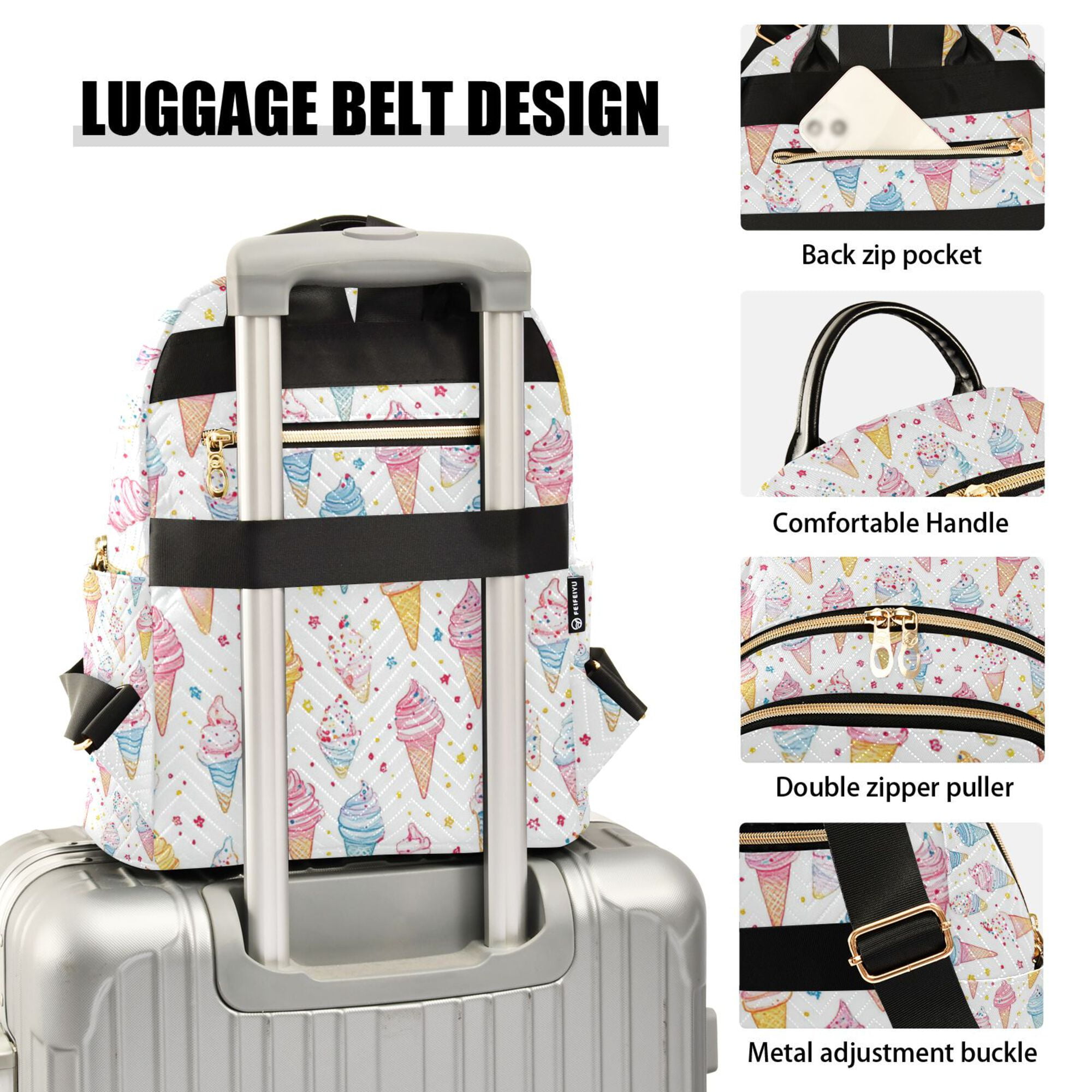 FORMRS Mini Backpack Purse for Women Travel Daypack Casual Shoulder Bag, Colorful Ice Cream Pattern